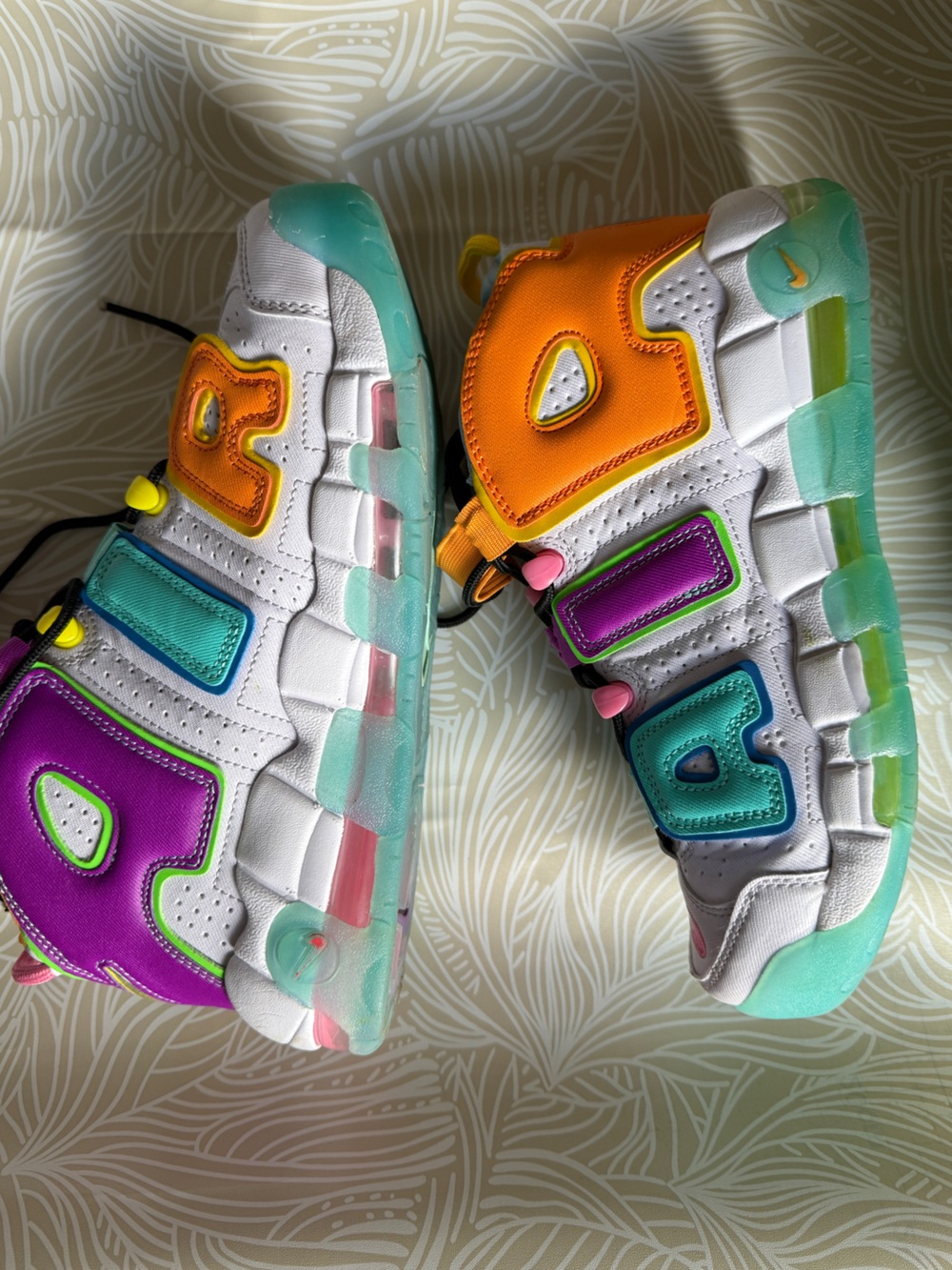 Nike Air More Uptempo White Multi-Color Men’s Size 8 Shoes - Picture 2 of 7